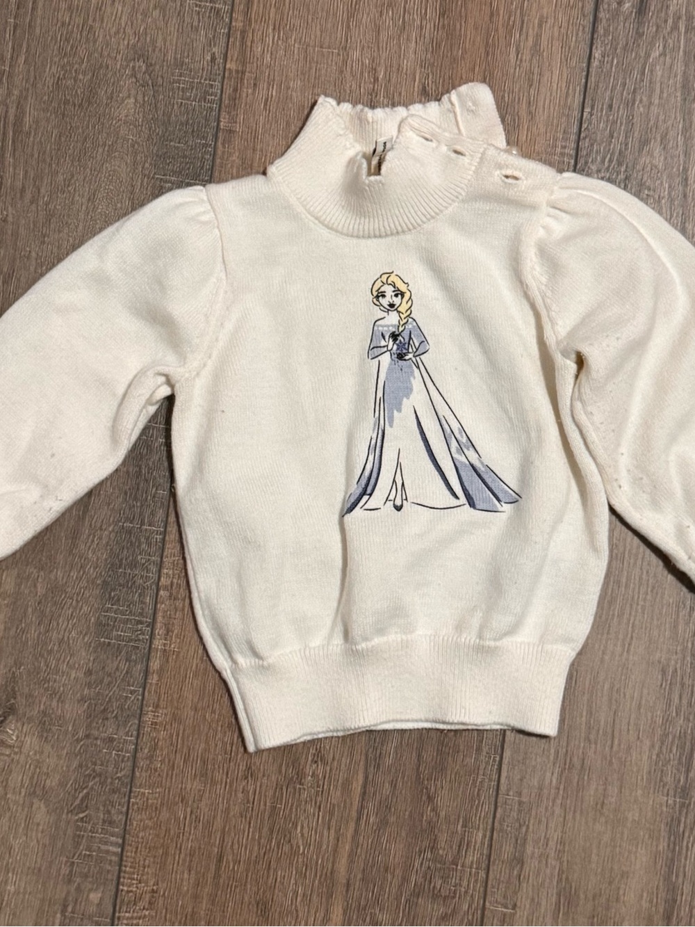 Janie and Jack Cream Turtleneck Sweater with Princess Graphic